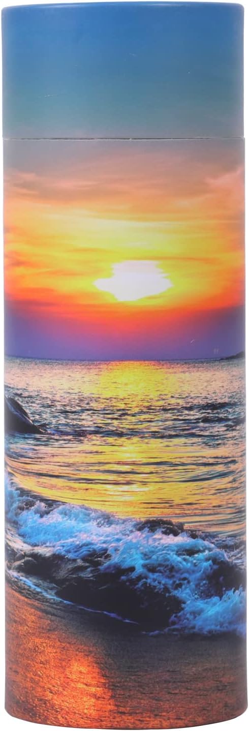 Ocean Sunset Scattering Urn – Biodegradable Scatter Tube for Ashes - Cremation Urn for Adult Ashes (Small)