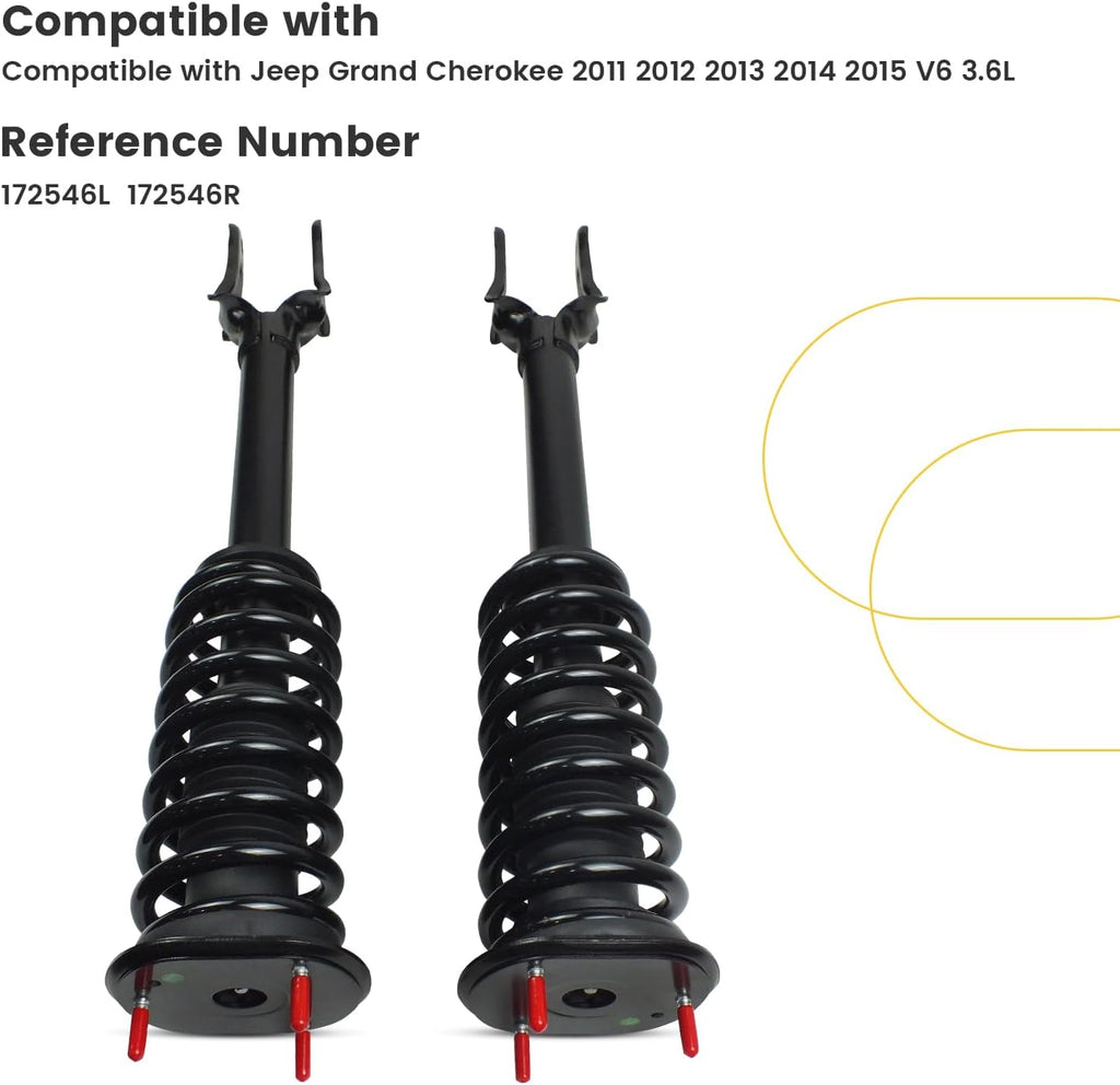 2PCs Front Shock Strut & Coil Spring Assembly Compatible with Jeep Grand Cherokee 2011-2015 & Dodge Durango 2011-2013 (Front Struts)