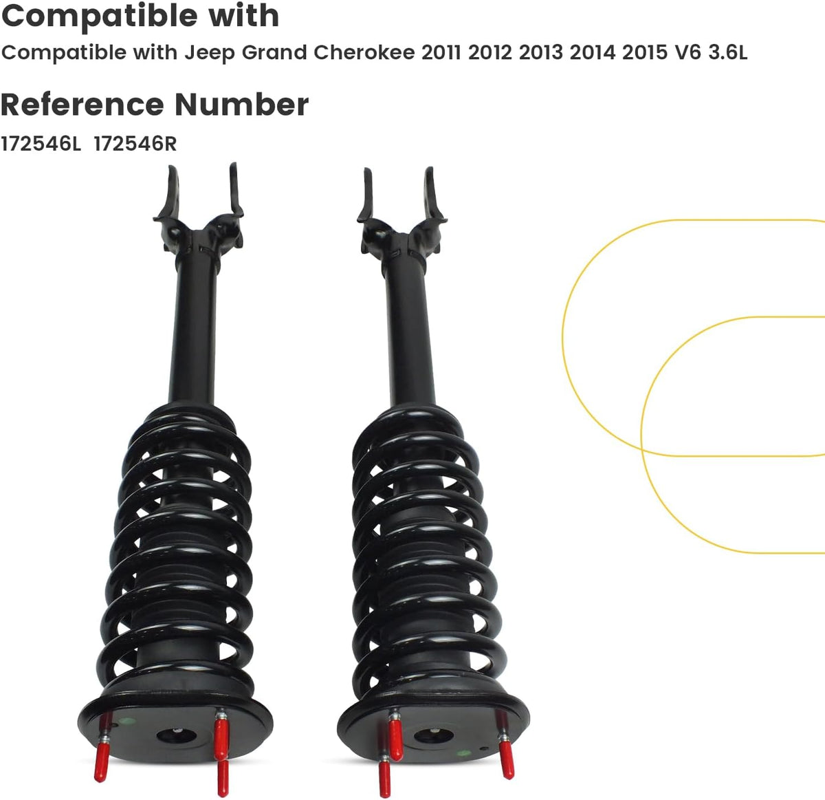 2PCs Front Shock Strut & Coil Spring Assembly Compatible with Jeep Grand Cherokee 2011-2015 & Dodge Durango 2011-2013 (Front Struts)