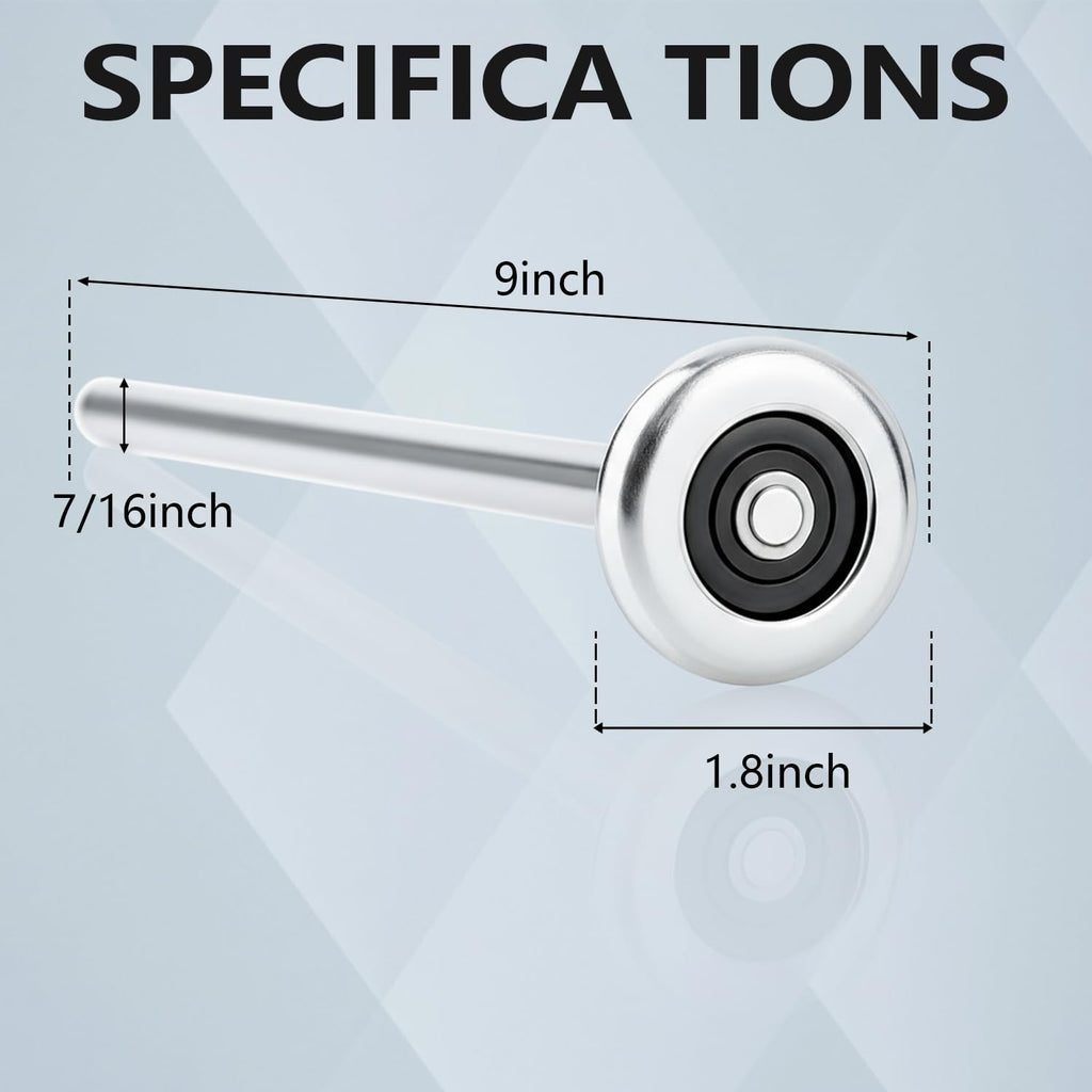 Mindoub 20-Pack 9" Long Stem Steel Garage Door Rollers Bulk - Commercial Grade Heavy Duty Replacement for 2" Track - Quiet 10-Ball Precision Bearings, Anti-Shake & High Load Capacity