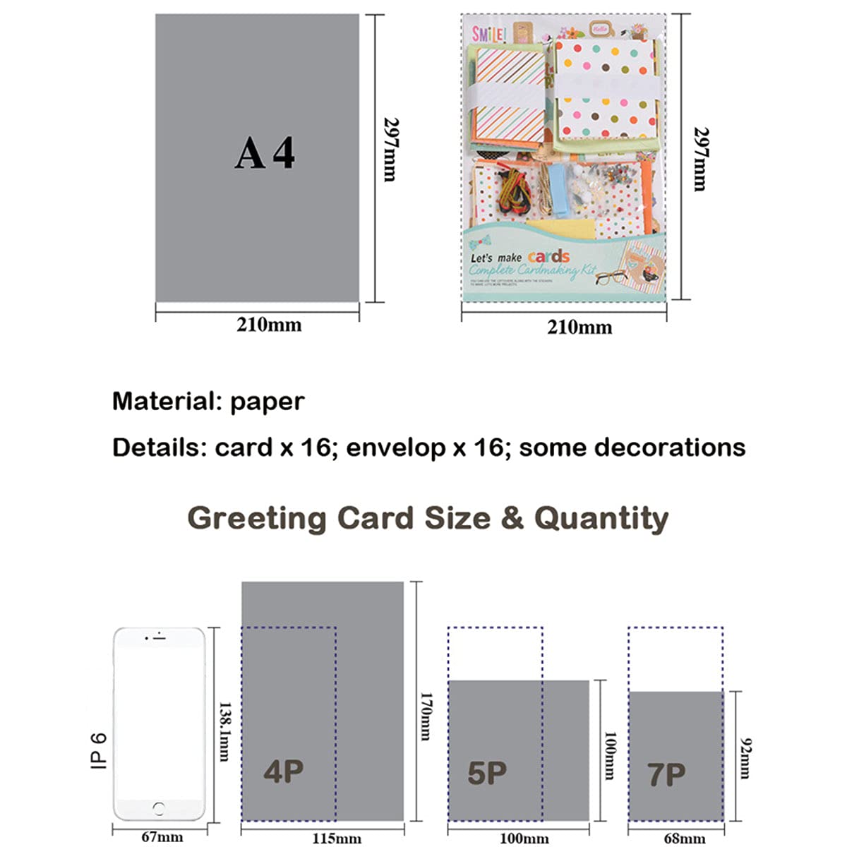 Greeting Card Making Supplies Envelope Kit Gift Anniversary Craft