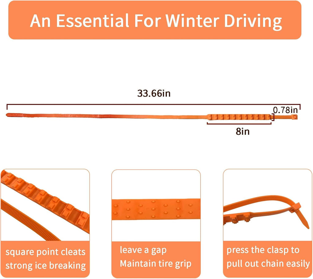 Universal Anti-Skid Snow Tire Chains for Cars SUV Trucks - Adjustable 14-19 Inch Emergency Winter Traction Tire