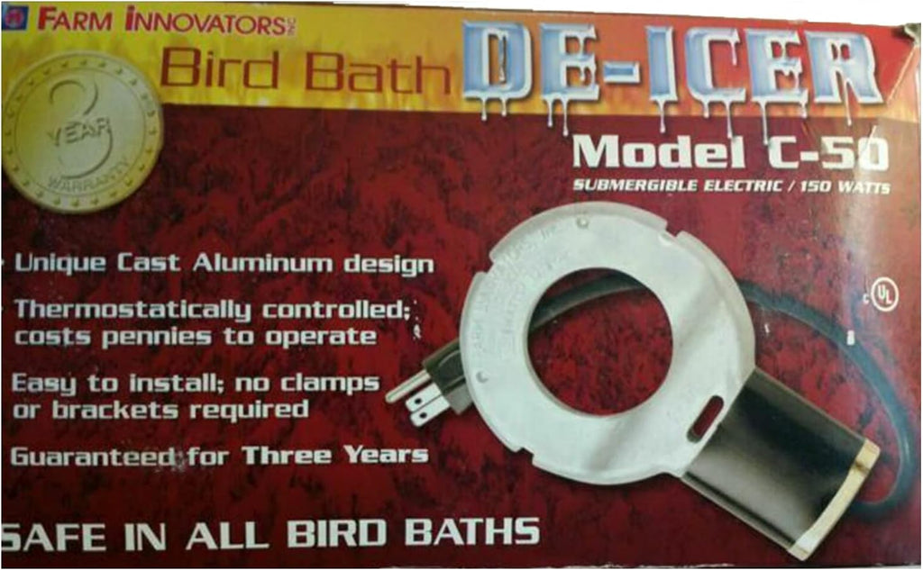 C-50 Premium Cast Aluminum Birdbath Deicer, Electric Birdbath Warmer with Built-in Thermostat, 150W