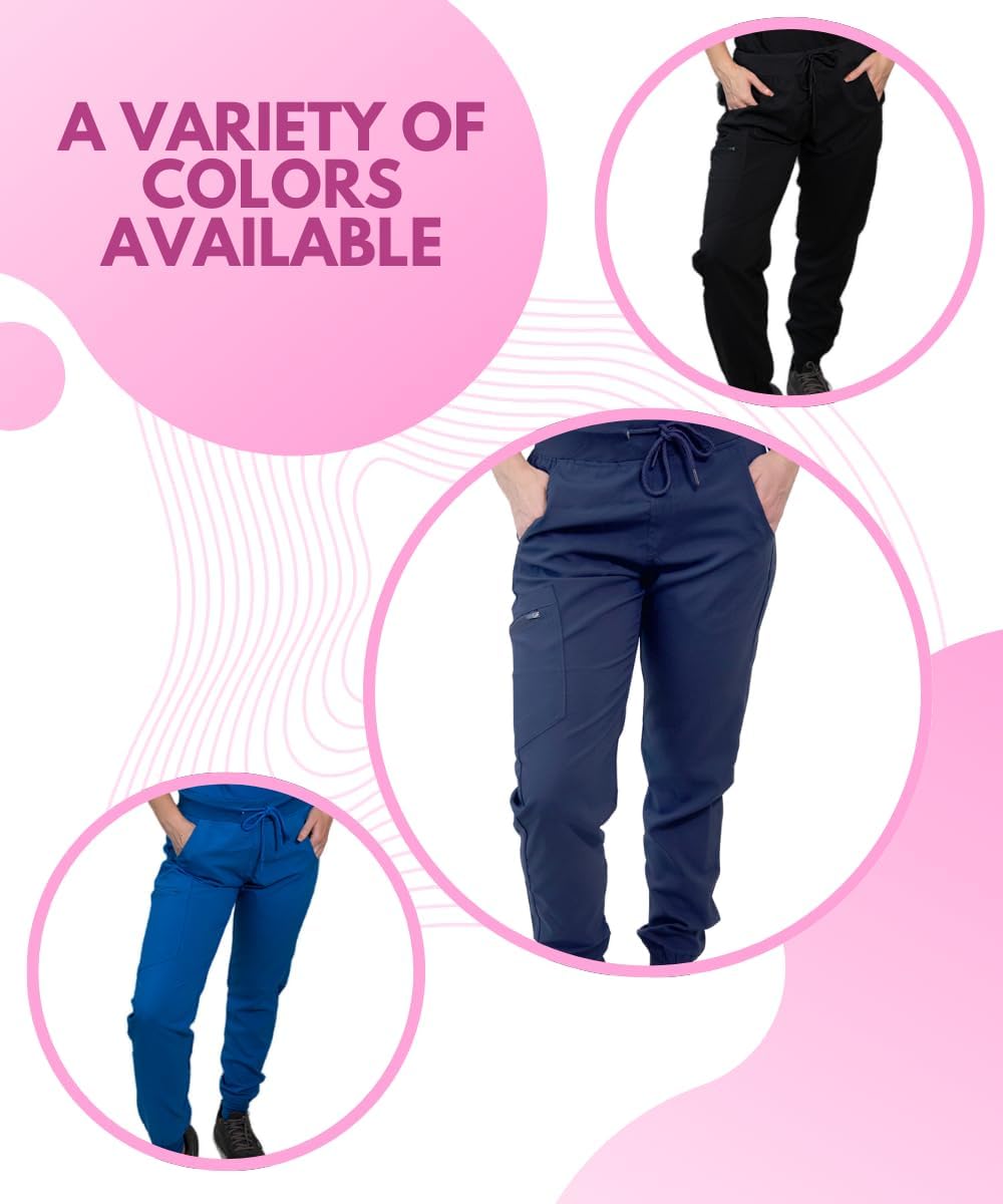 Women's Scrub Joggers Pants with Pocket Elastic Waist for Medical, Nurse, Doctor
