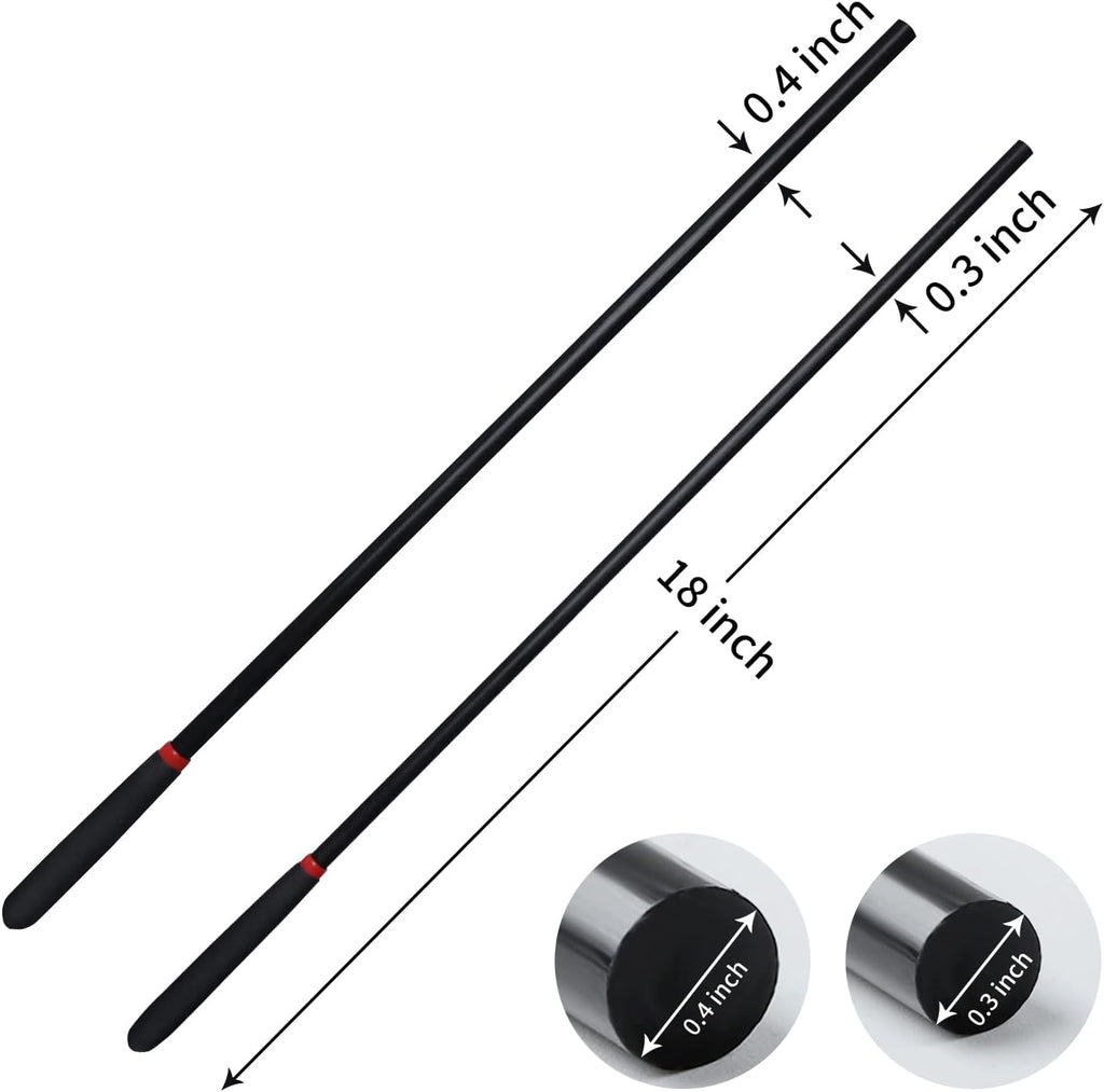 YFCQBB 18-inch Horse Riding Crop Stick 2-Piece Set, Black, 21-inch