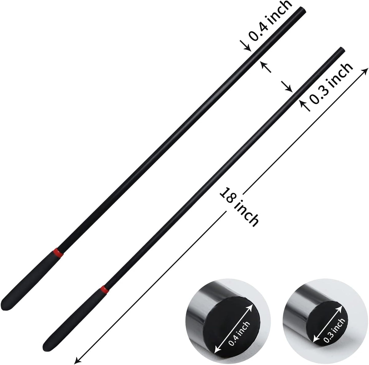 YFCQBB 18-inch Horse Riding Crop Stick 2-Piece Set, Black, 21-inch