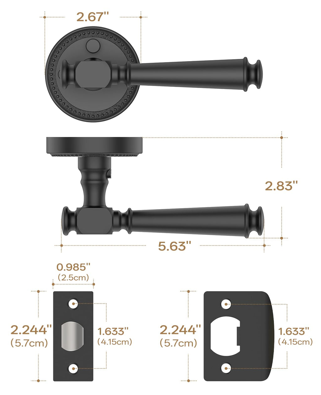 10 Pack Matte Black Privacy Interior Door Handles
