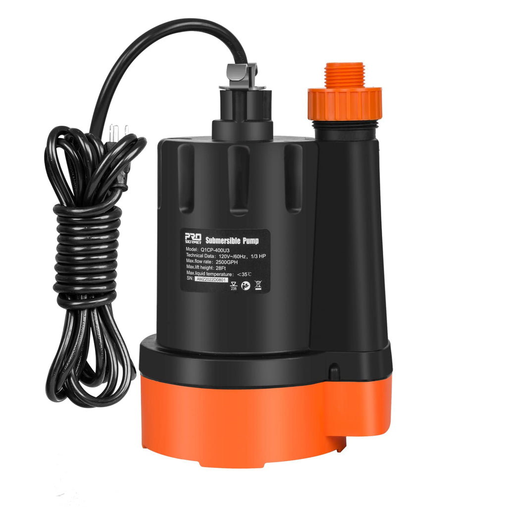 1/3 HP Submersible Water Pump, 2500GPH Utility Pump