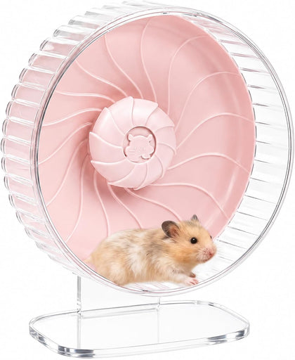 8 inch Silent Hamster Wheel with Adjustable Stand, Pink