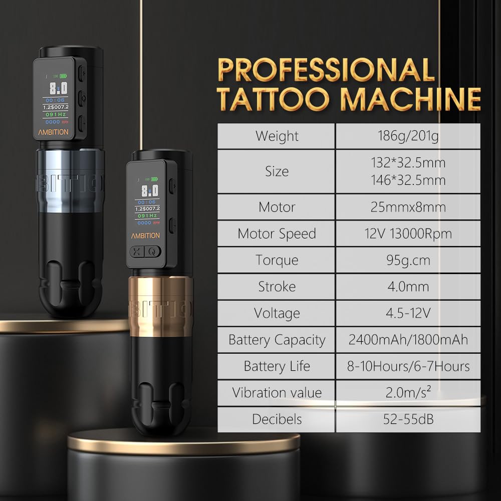 Soldier Max Tattoo Machine Rotary 2400mAh Cartridge Pen Gun with Extra 1800mAh Battery Billing Function Frequency