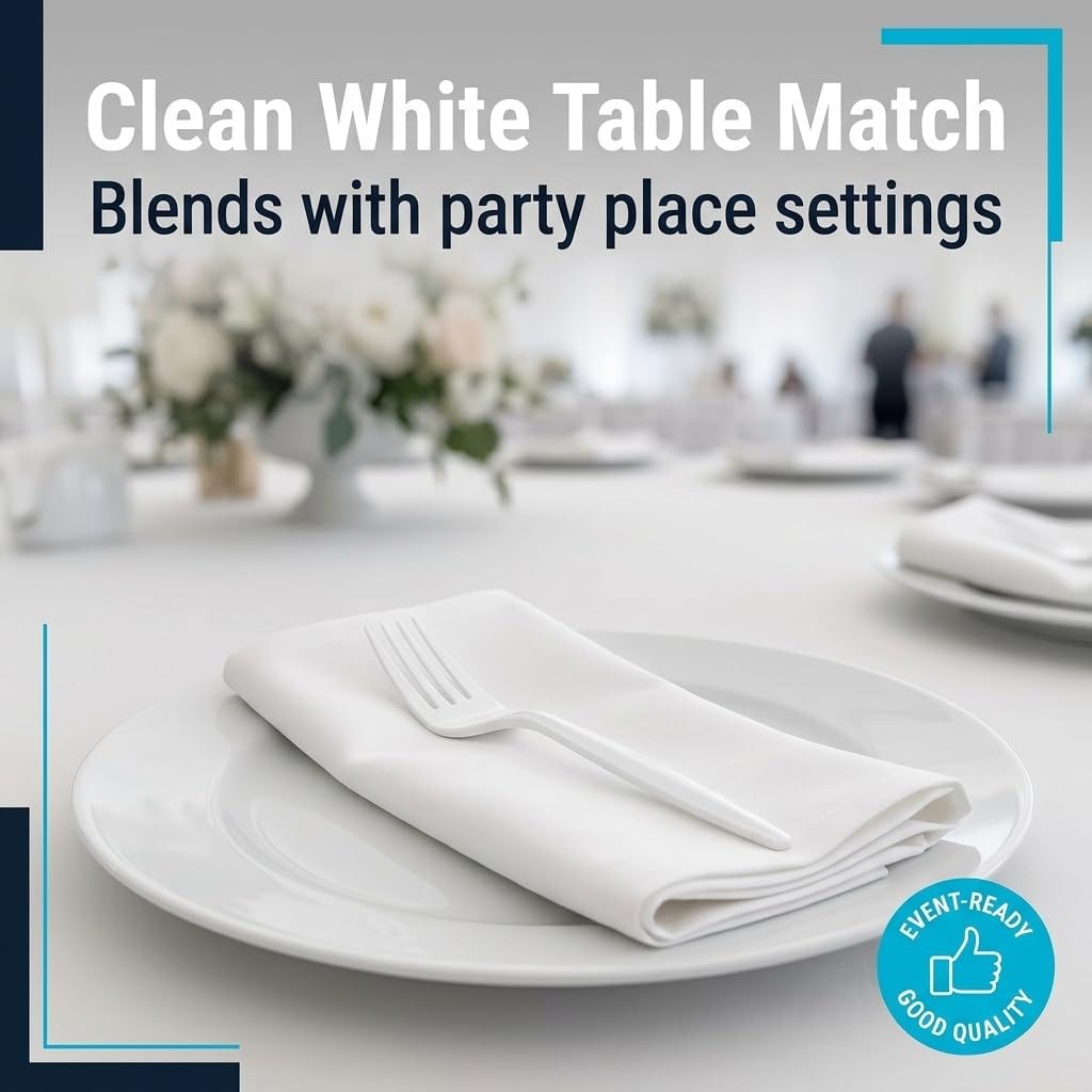 Plastic Forks White Heavy Duty Disposable Cutlery, 1000 Count
