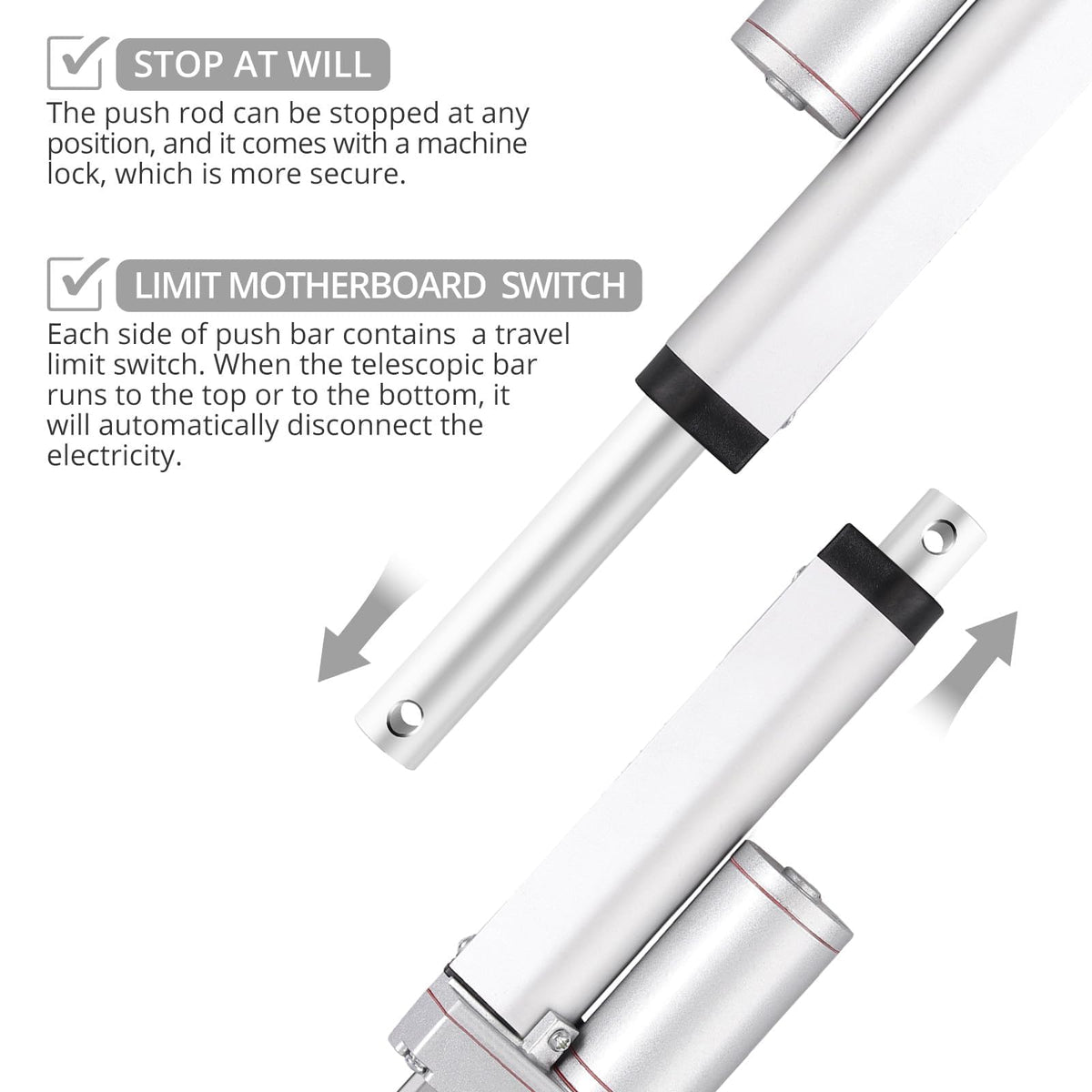 Justech 330 LBS/1500N-4inch/100mm 12V Linear Actuator, Heavy-Duty Actuator