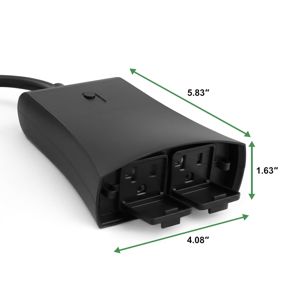 Outdoor Smart Plug Outlet, 1875W 125V, Dual Outlet, WiFi, Timer, Voice Control,Weather Resistant