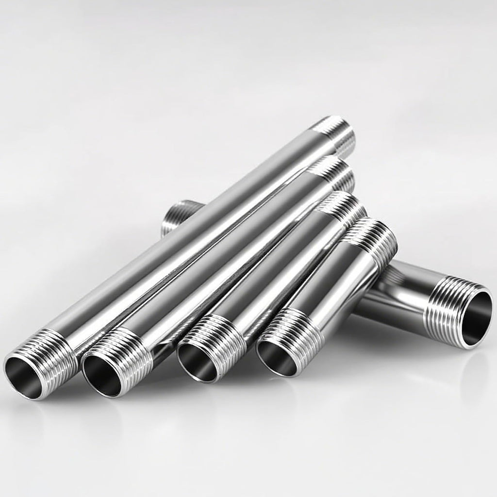 304 Stainless Steel SCH40 4" Long Pipe Nipple 2" x 2" NPT Male