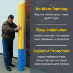 Bollard Covers for 6 Inch Poles - 56" Tall Bollard Post Sleeve | Durable Smooth HDPE Plastic - Trimmable Yellow