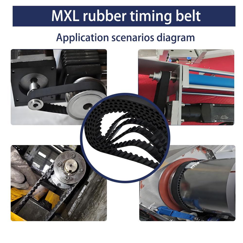 5-Pack MXL Timing Belt, 6mm Width B63MXL, Rubber Synchronous Drive Belt for 3D Printers, Robotics, Medical Equipment & CNC Machinery