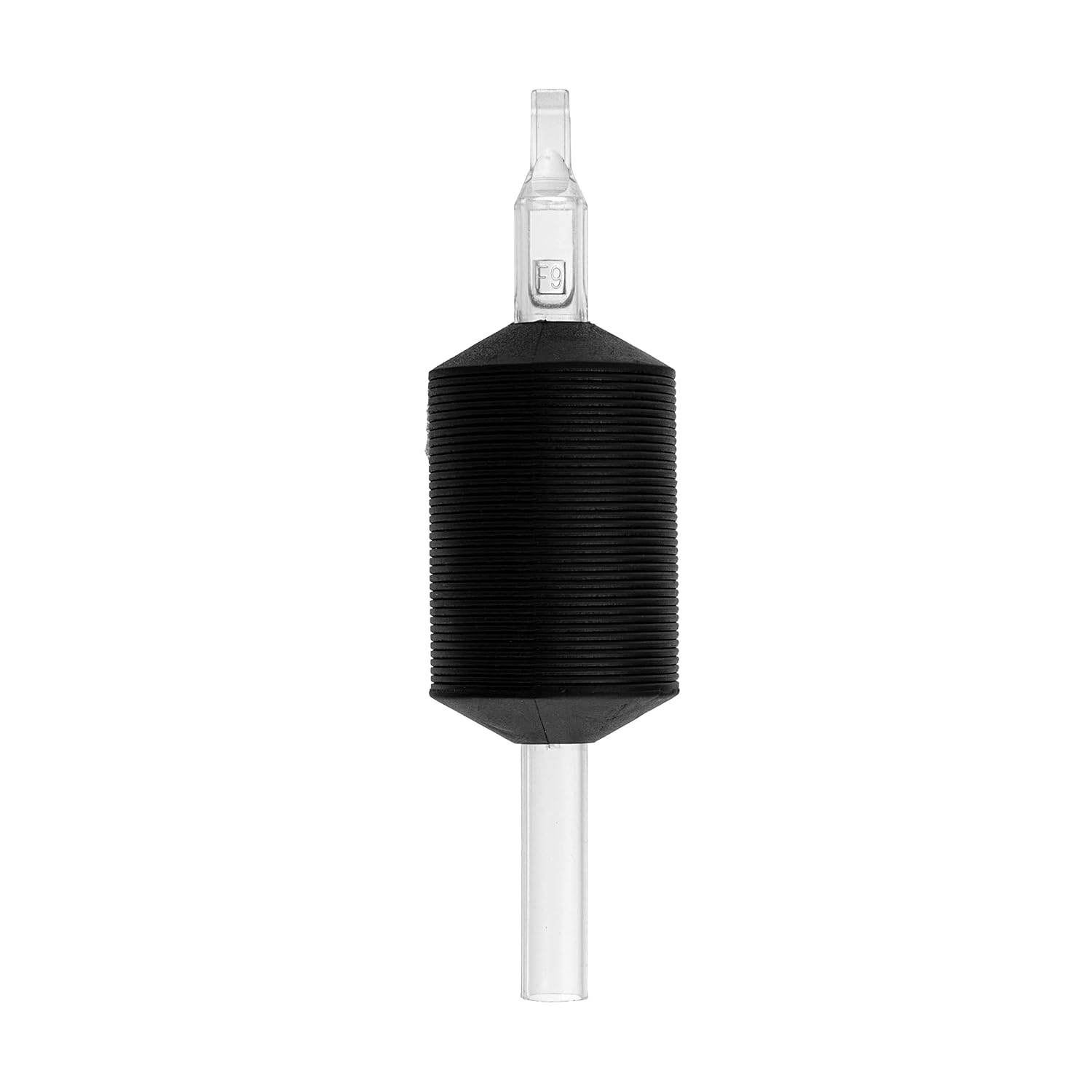 VORTEX 1.25-inch Soft Silicone Black Disposable Tattoo Tube Grips with Clear Long Tips 15pcs (9M)