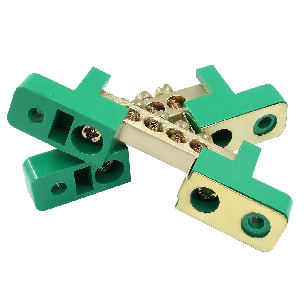Bonsicoky 2 Pack Brass Terminal Bus Bar 4 Positions