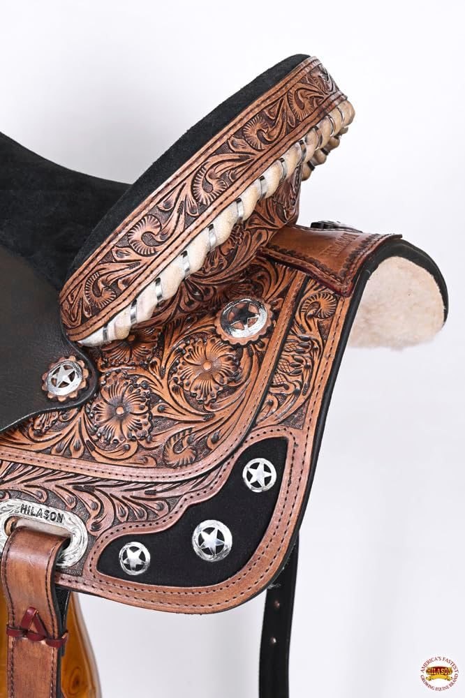 Hand-Tooled Treeless Western Saddle, Antique Dark Brown