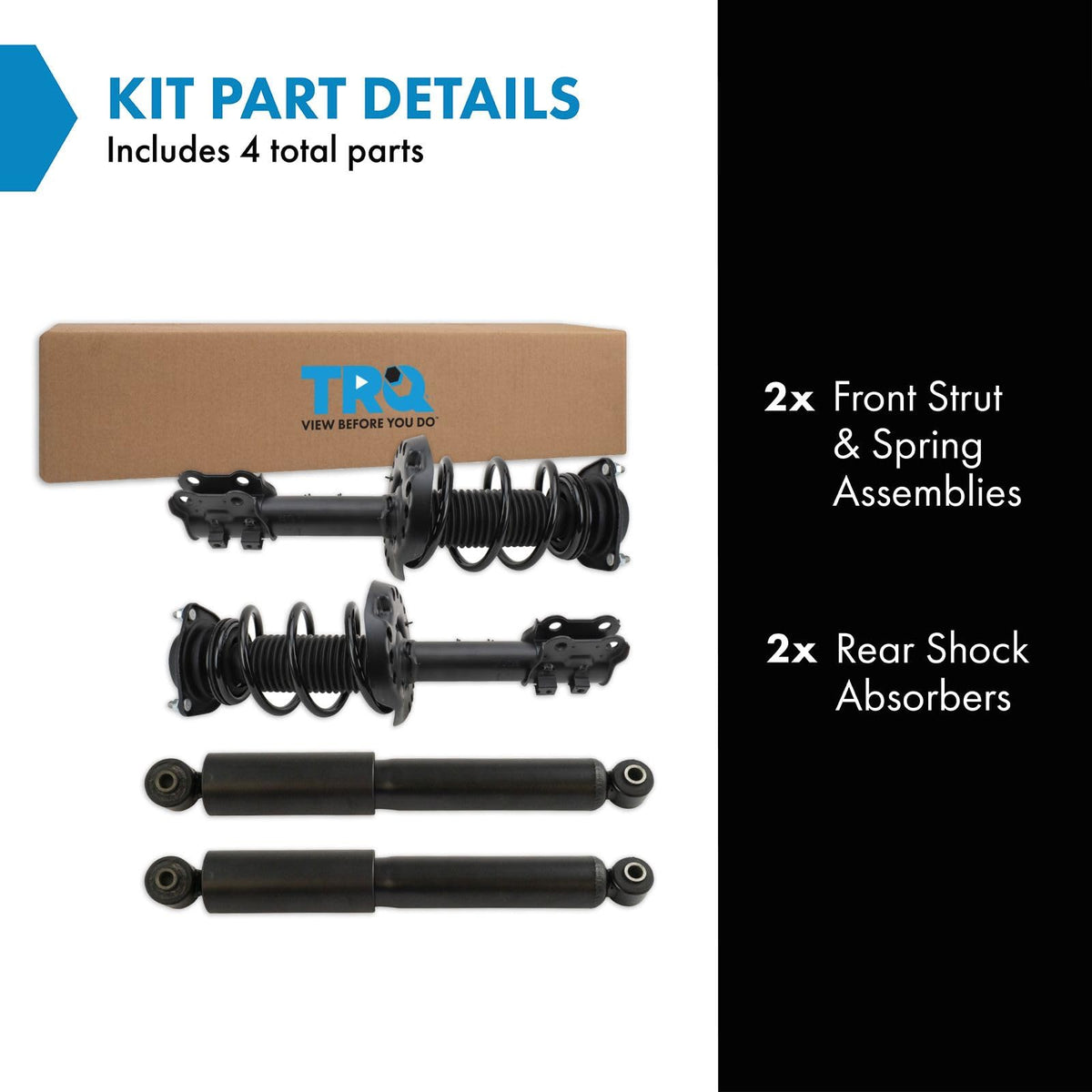 TRQ Front and Rear Complete Strut Assembly & Shock Absorber Kit Complete