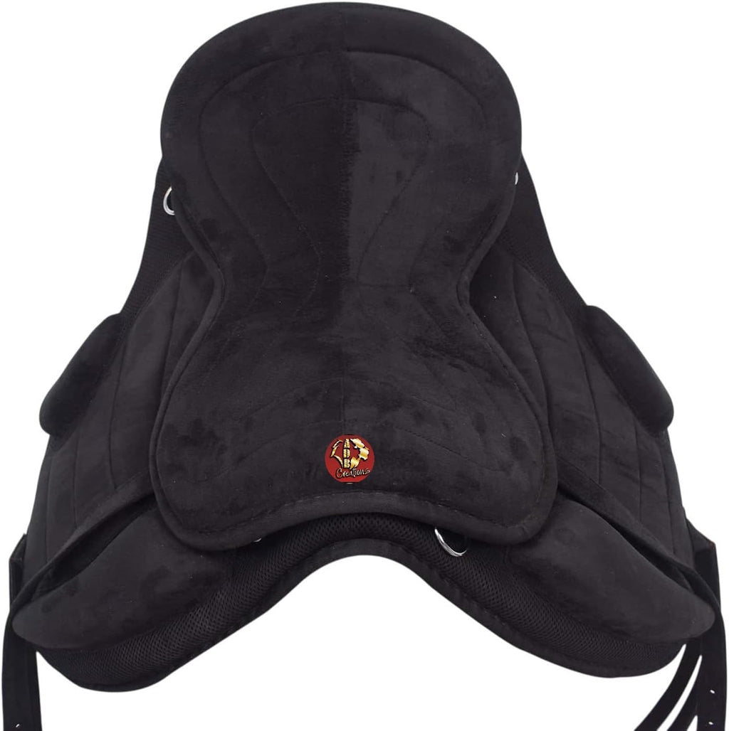 Treeless Freemax English Horse Saddle for Pony & Adult Riders, Lightweight Synthetic All-Purpose Saddle with Girth &