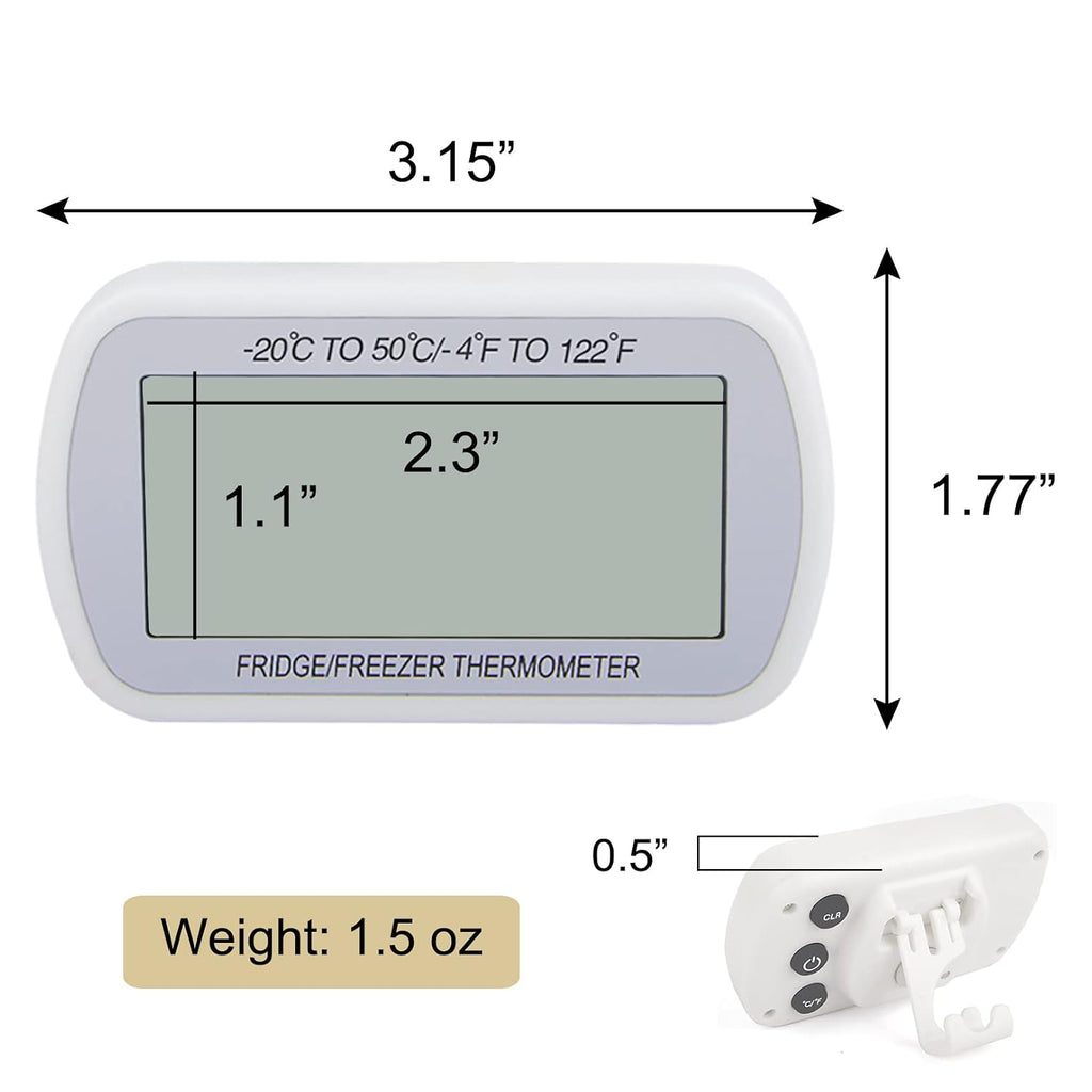 4 Pack Waterproof Digital Refrigerator Freezer Thermometer Large LCD