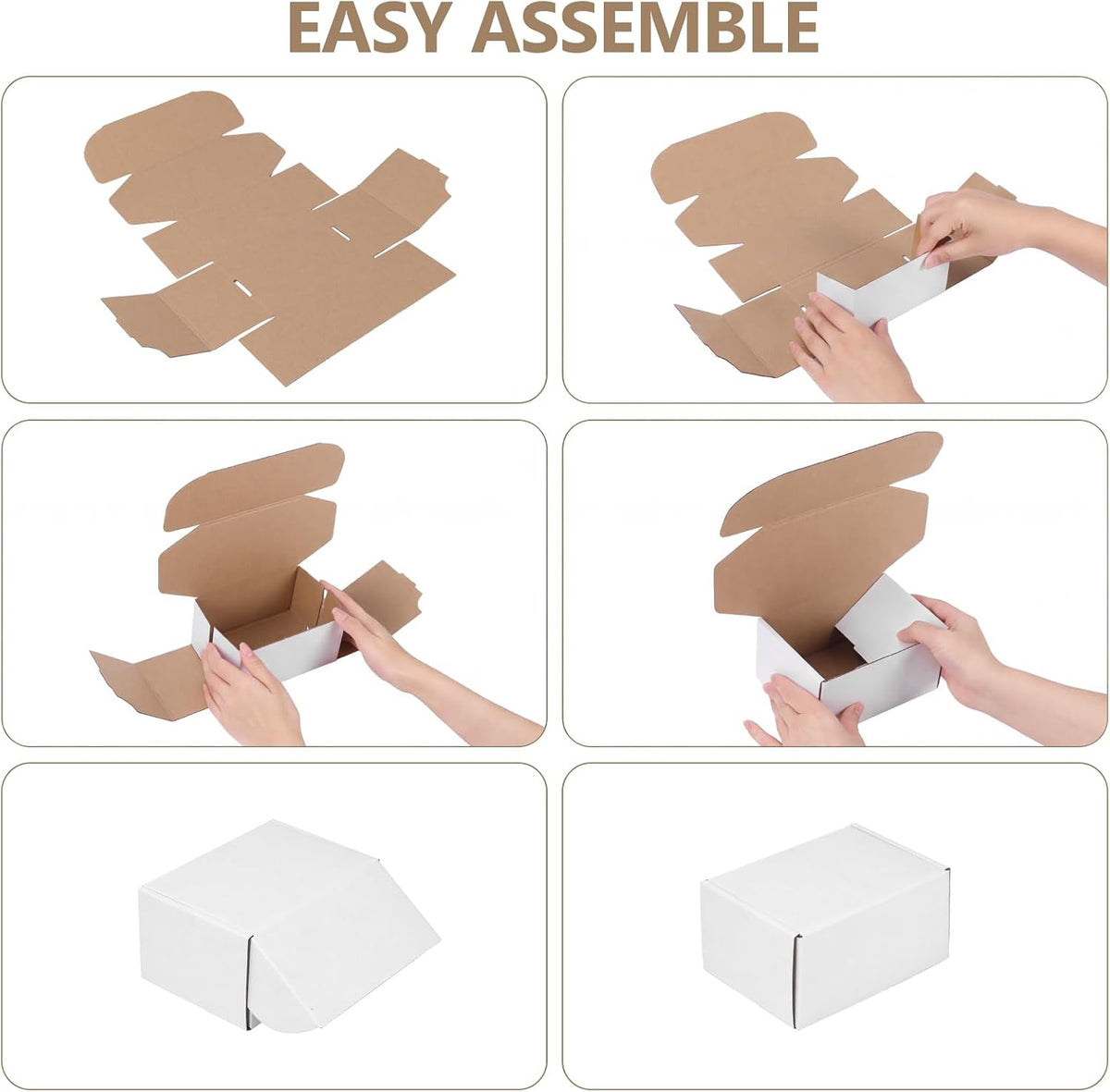 60 Pack 6x4x3 Shipping Boxes, White Corrugated Cardboard Mailer Box