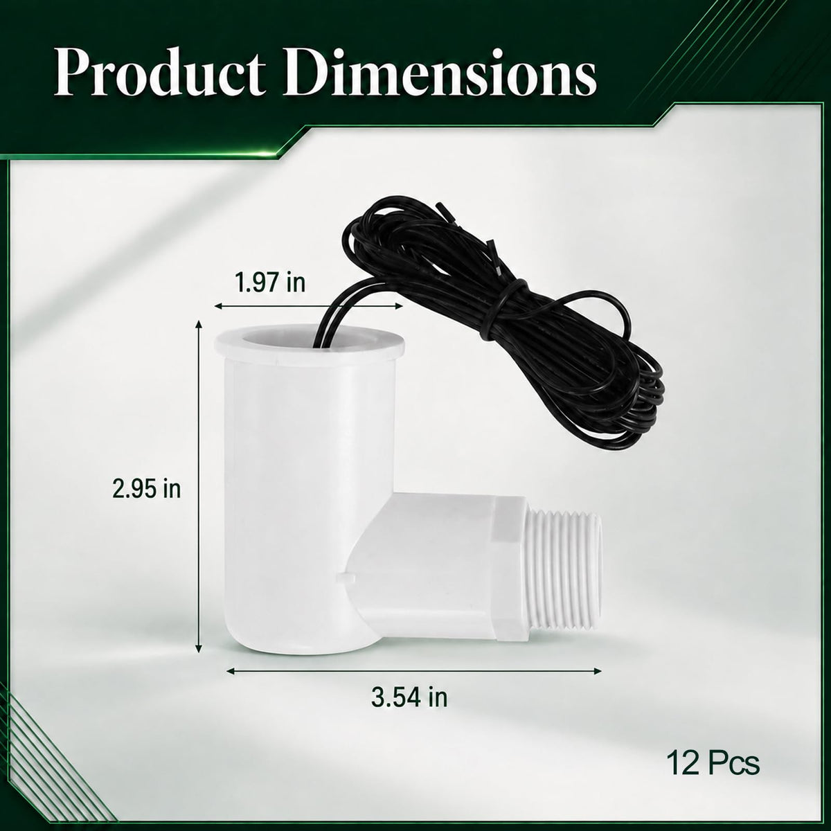 12 Pcs SS2 L-Shape AC Float Switches, 3/4" Adapter, 6ft Wire for HVAC