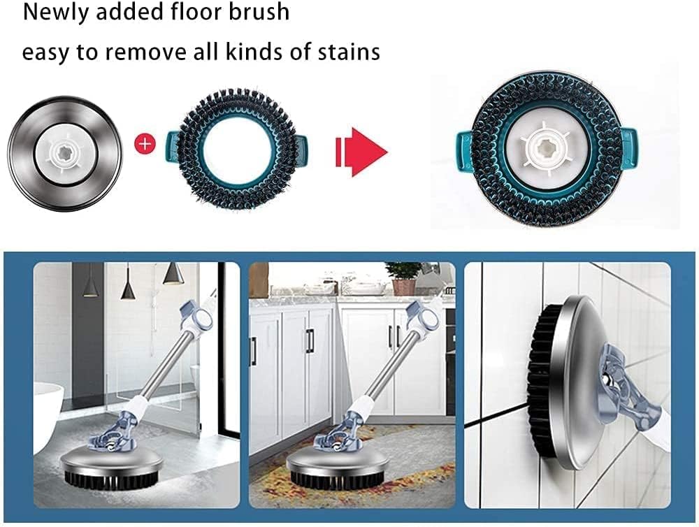 Spin Mop Bucket Deluxe 360 Spinning Floor Cleaning System with 6 Microfiber Replacement Head Refills,62" Extended