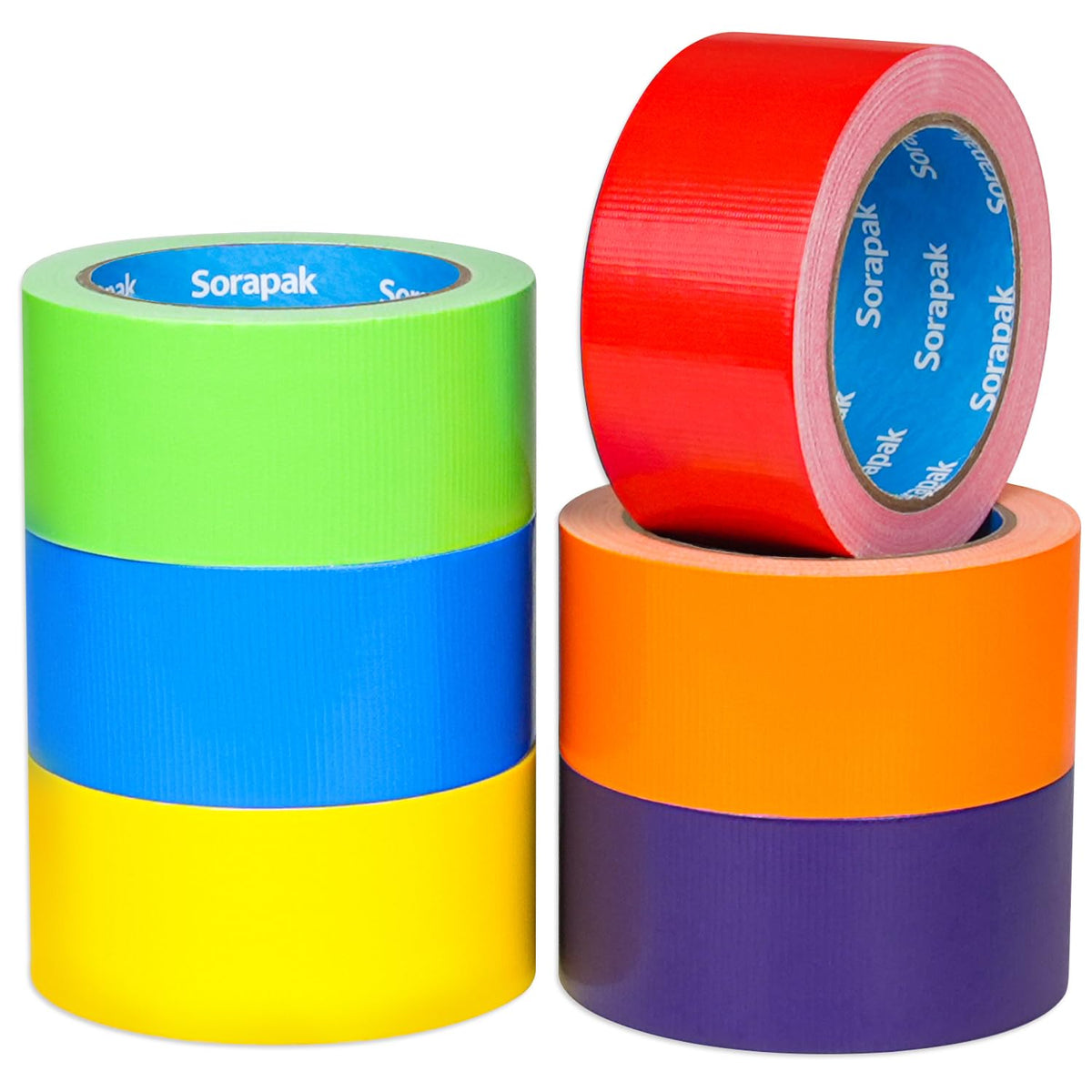 Colored Duct Tape 6 Rolls, 2 in x 20 yd, Rainbow Tape for DIY Crafts