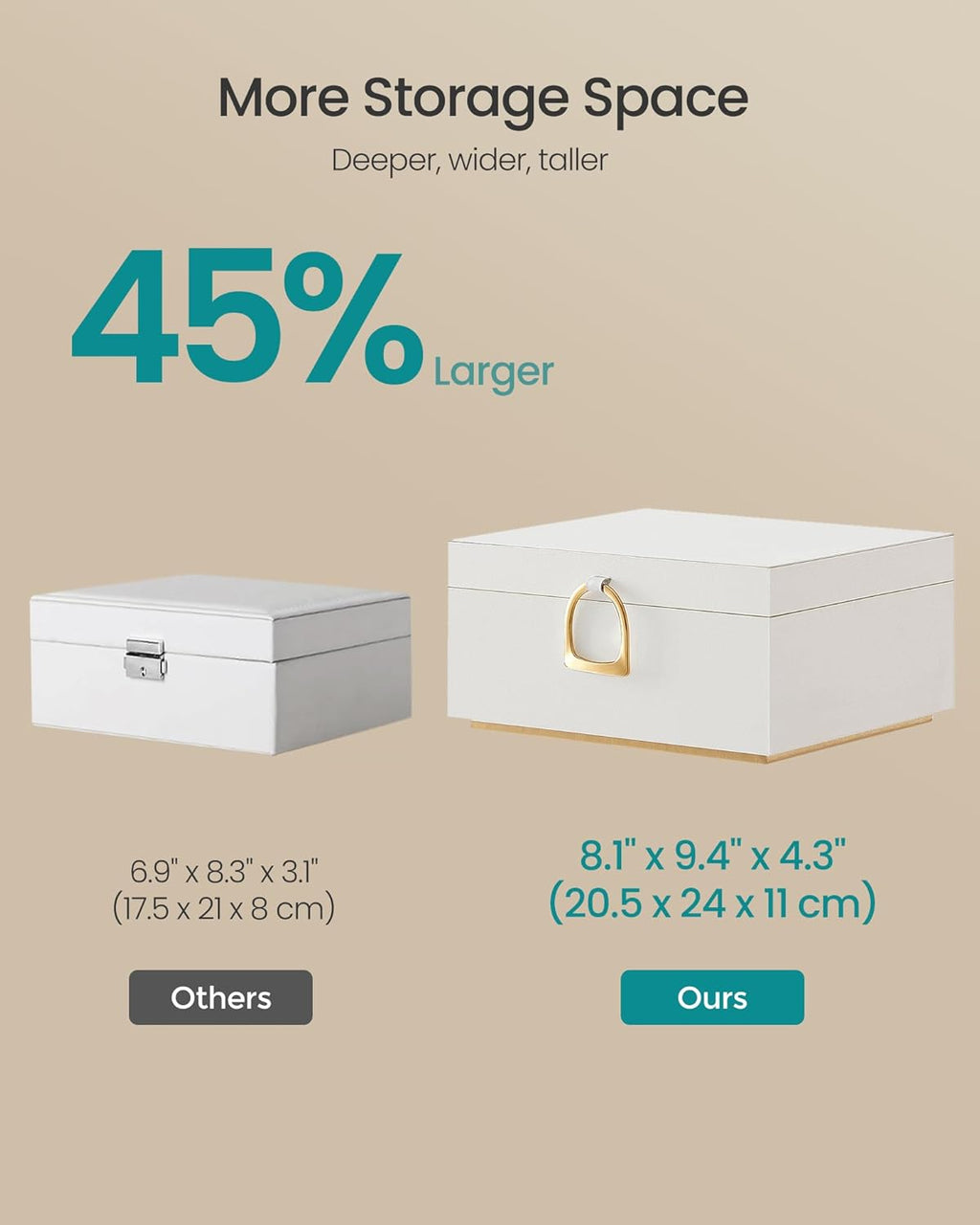 2-Layer Jewelry Box, Jewelry Organizer with Handle, Removable Jewelry Tray, Jewelry Storage, Floating Effect, 8.1 x