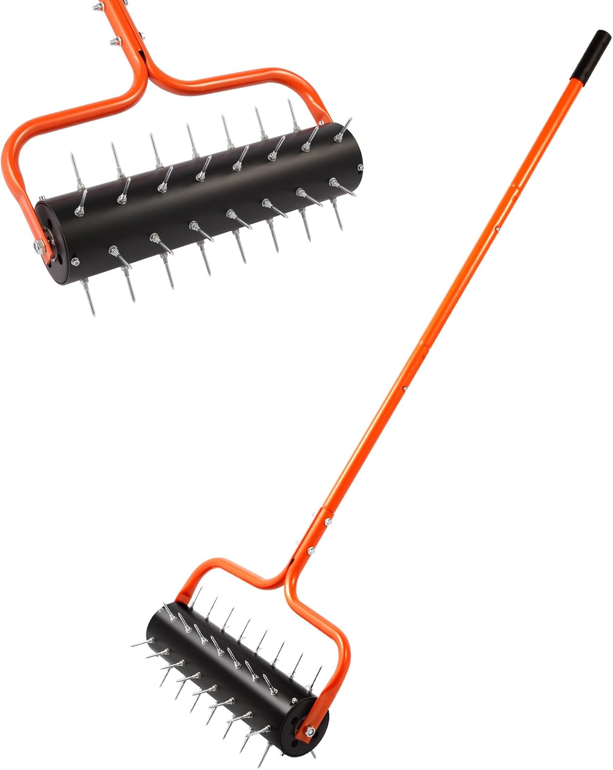 Rolling Lawn Aerator, 21" Soil Penetrator push Aerator for lawn,Preasembled Spike Garden Aerator Tool, 75" Adjustable