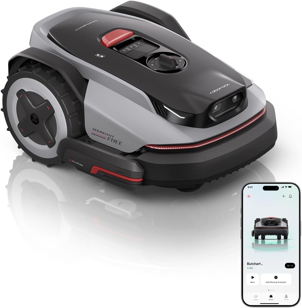 RockNeo Q110H Robot Lawn Mower, Wire-Free Robotic Lawn Mower with Full-Band RTK + VSLAM Navigation, Auto Mapping, AI
