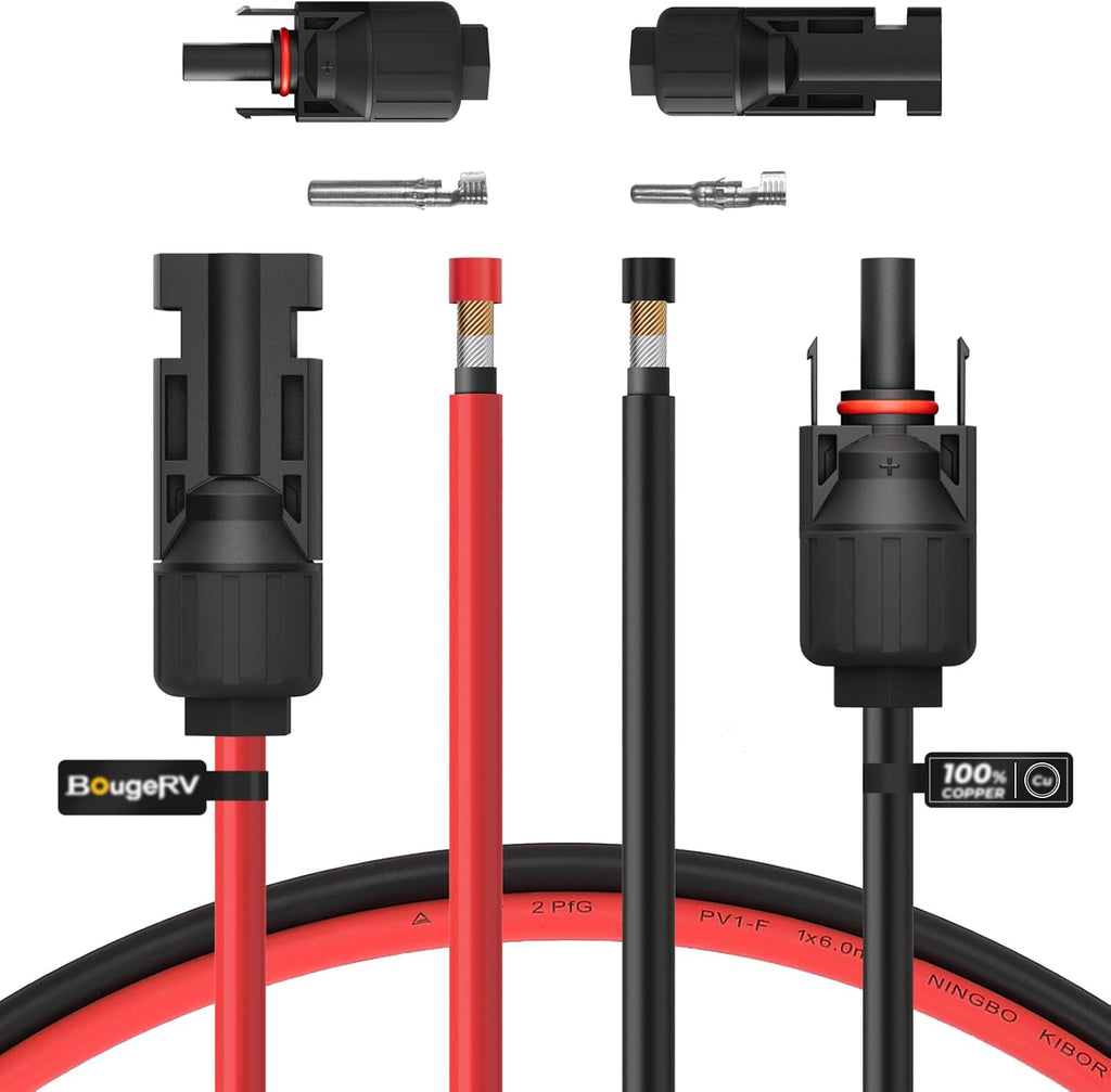 10 Feet 10AWG Solar Extension Cable with Female and Male Connector | with Extra Pair of Connectors Solar Panel