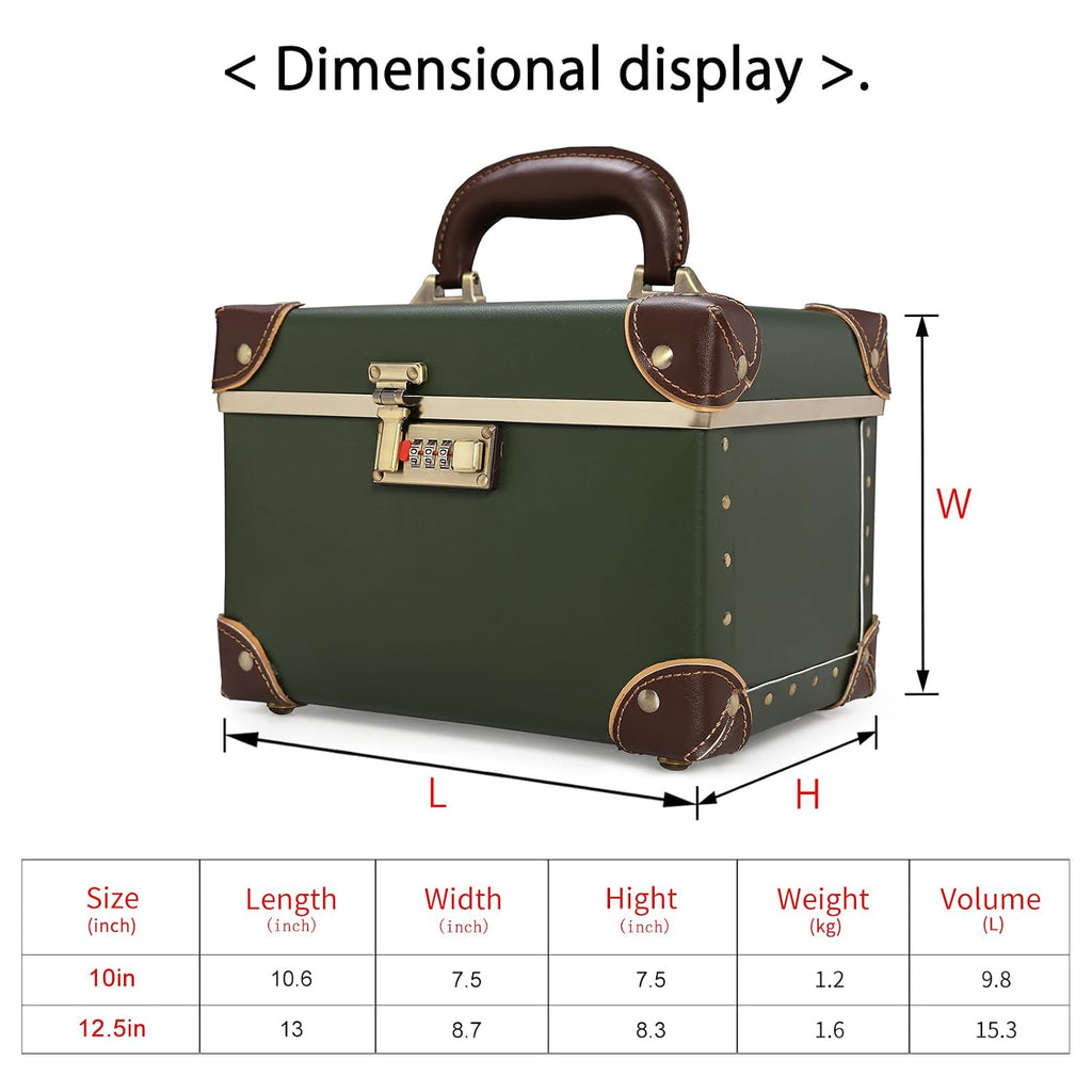 Vintage Makeup Train Case Cosmetic Storage Box Organizer with Lock