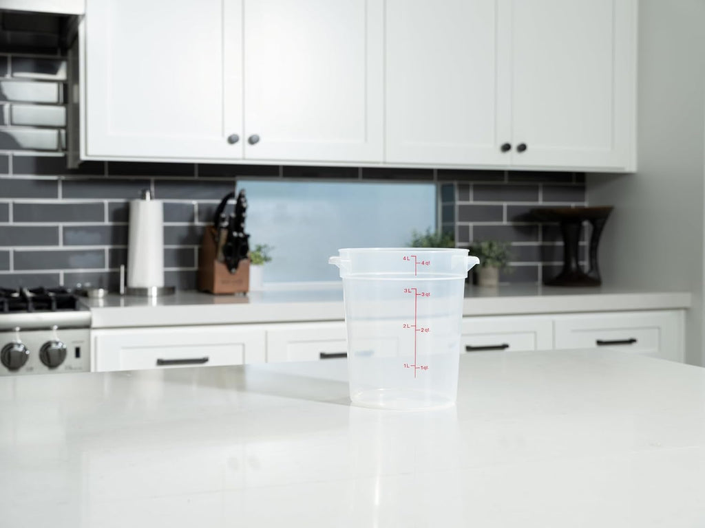 4 Quart (QT) Food Storage Container (No Lid) - Restaurant Food Grade Bucket - for Dough Proofing and Brining