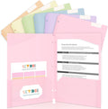 Plastic Folders with Pockets, 6 Pack File Folders with Tabs & Stay-Put Flaps, 3 Hole Punch 2 Pocket Folders for 3