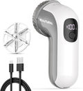Fabric Shaver and Lint Remover, Portable Sweater Defuzzer | Rechargeable, 3 Speeds, 6 Leaf Blades, Digital LED