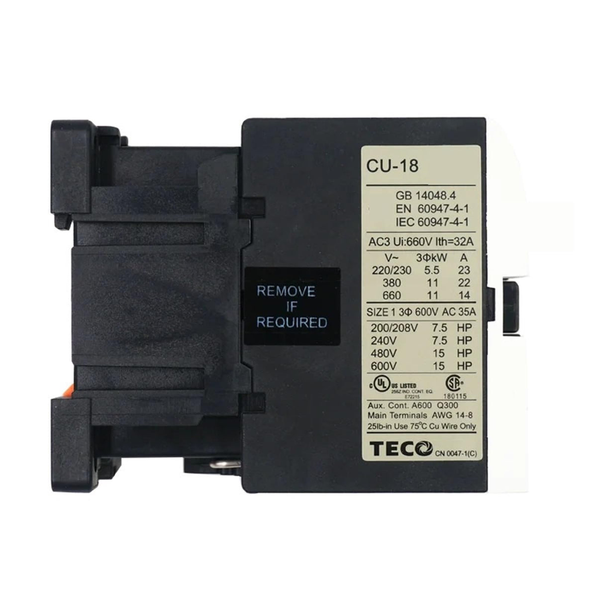 CU-18 TECO AC contactor CU-18 220V/24V/110V/380V(220V)