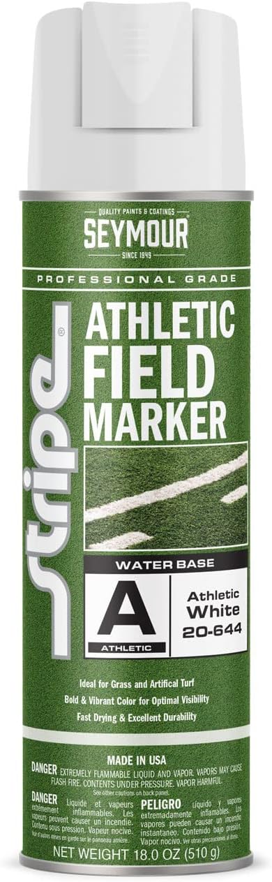 20-644 Stripe Athletic Field Marker, White | Long-lasting waterbase athletic field marking paint; dries in 15