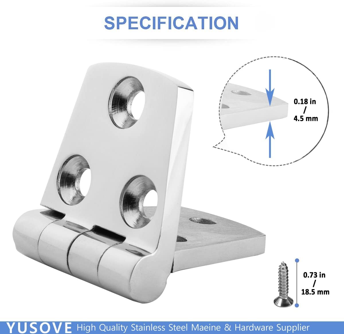 Marine Hinges 3" x 1.5" Stainless Steel Hinges,Boat Strap Hinge,Pack of 2