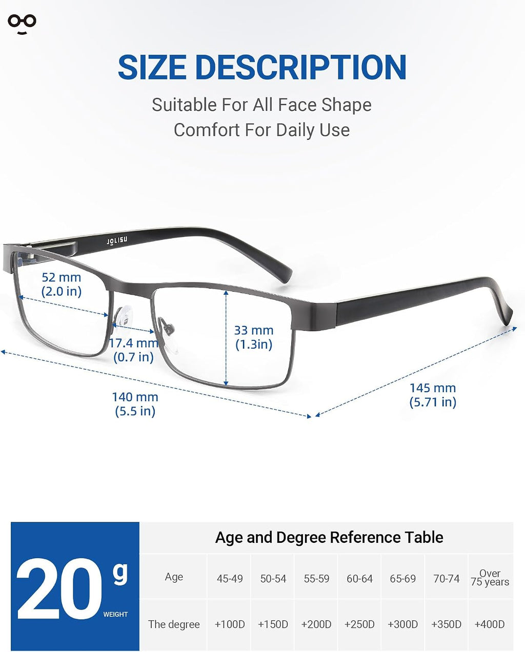 5PCS Reading Glasses Men 2.00 Blue Light Blocking Readers | Lightweight metal thin frame for computer work and reading