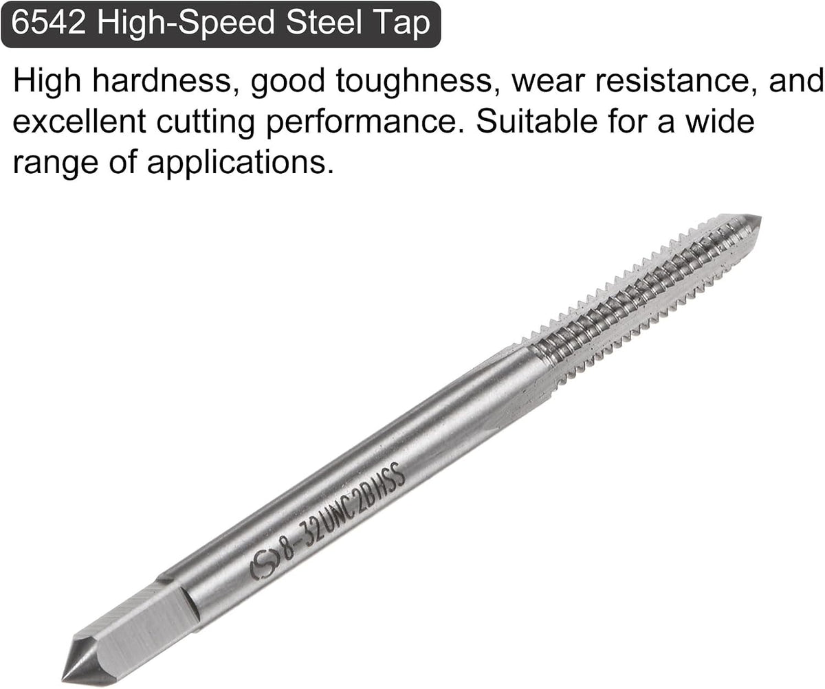 uxcell 10pcs Machine Thread Taps 8-32 UNC 2B High Speed Steel 6542 Straight Flute Screw Thread Milling Taps Threading Tapping Repair Tools