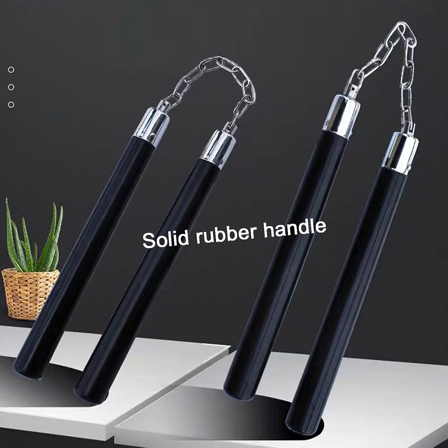 Nunchucks Safe Solid Rubber Training Nunchucks Nunchakus with Steel Chain and Bearing Ball System only for beginners