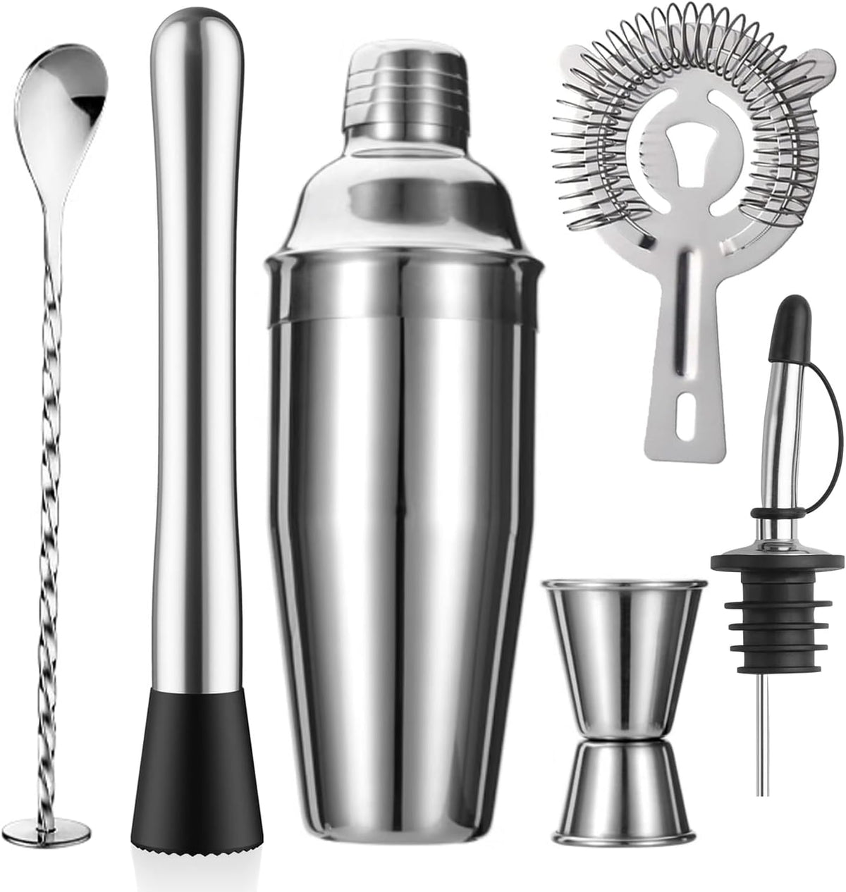6-Piece Cocktail Shaker Set, Bartender Kit, Drink Shaker, Bar Set