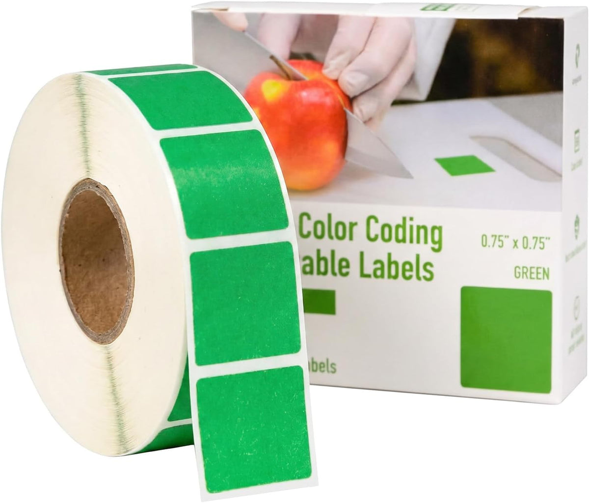 1000 Pcs Dissolvable Labels 3/4" x 3/4" HACCP Green Square Labels