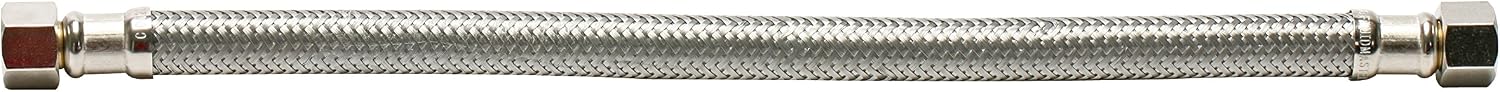 B6F16 Faucet Connector, Braided Stainless Steel - 3/8 Female Compression Thread x 3/8 Female Compression Thread