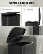 13.2+1.3 Gallon Trash Can Combo Set, Stainless Steel Garbage Bin with Pedal