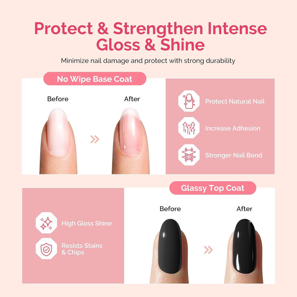 Top Coat Base Coat Nail Dehydrator and Primer Set | Long Lasting Shine Nail Polish Art Design Manicure Kit Perfect