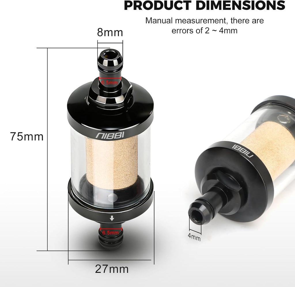 NIBBI 1/4" Clear Gas Inline Fuel Filter for Small Engine